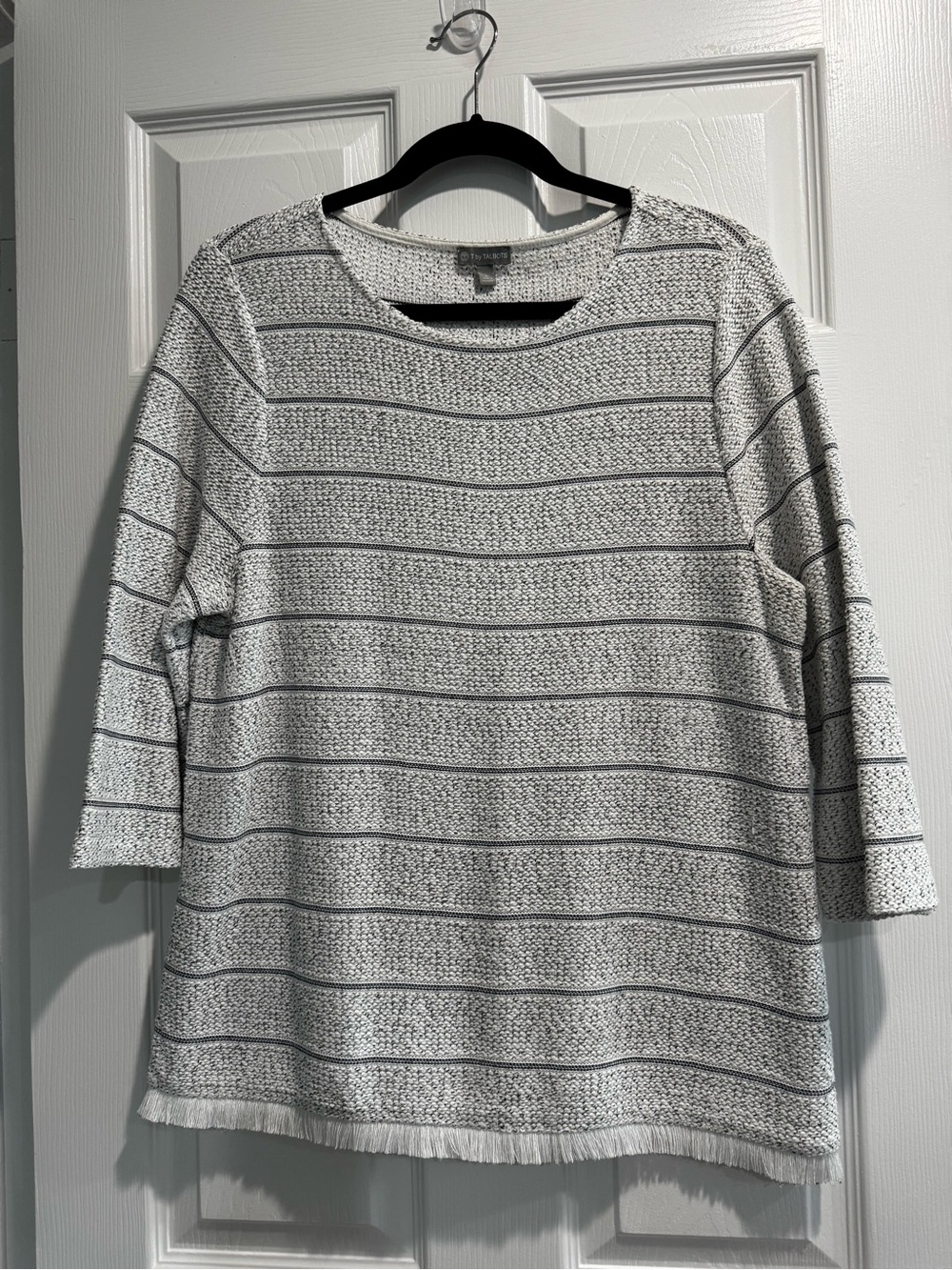 Talbots Striped Knit Top in White and Black